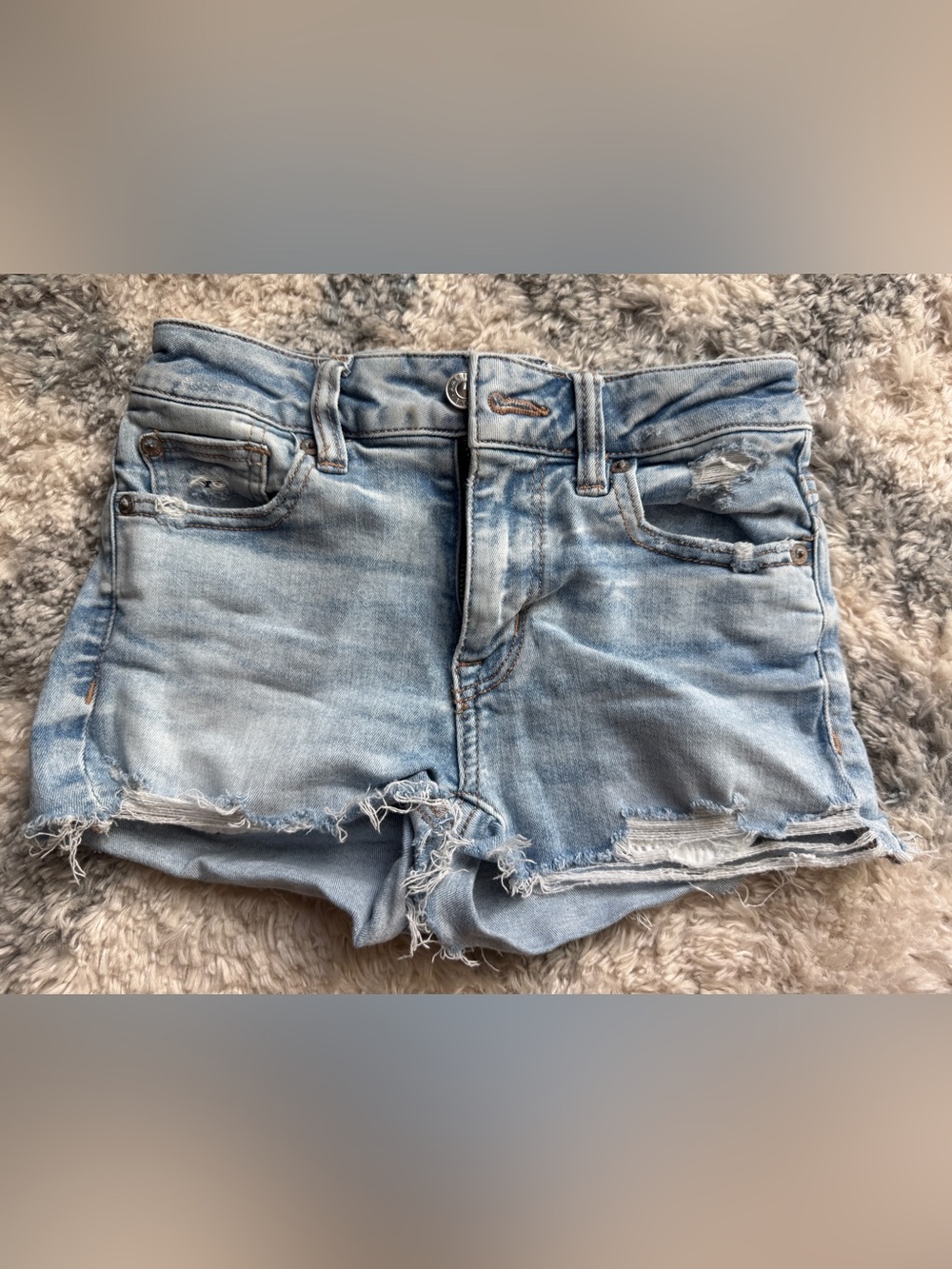 American Eagle Outfitters Light Blue Distressed Denim Cutoff Shorts